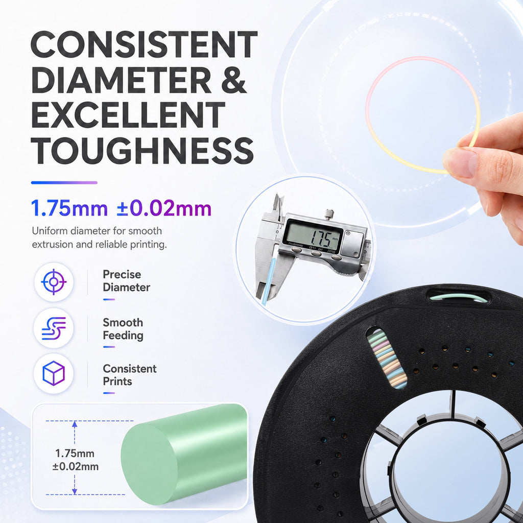 Epelay PLA Plus 3D Printer Filament, 1.75mm, 1kg Spool, White, Compatible with Most FDM Printers