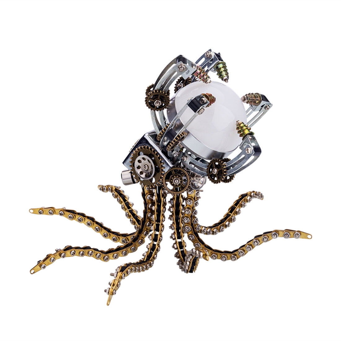 Mechanical Octopus 3D Metal Model Kit with Moon Lamp, Touch 3 Colors, Customizable Steampunk Puzzle & Desk Light, Perfect Room Decor and Gift Choice