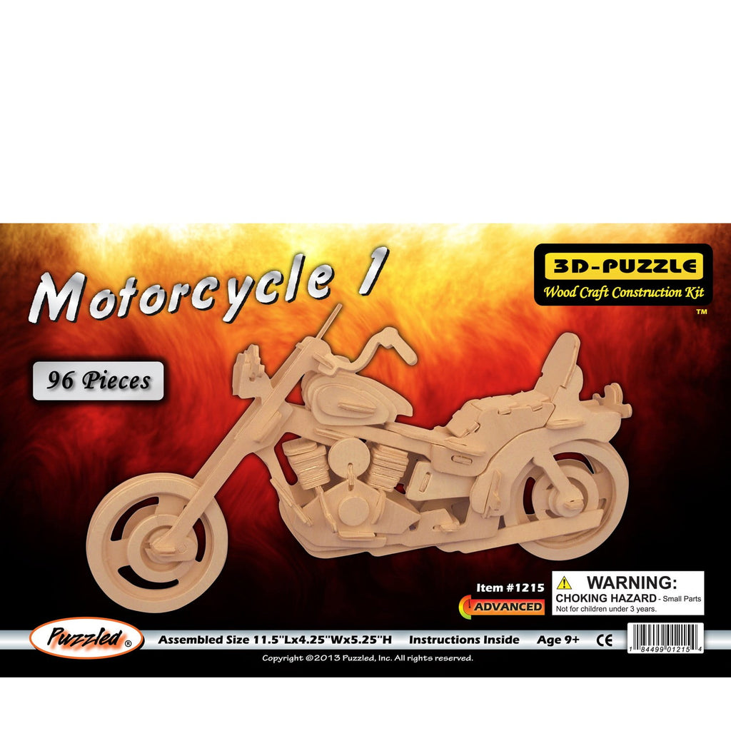 Puzzled Bundle of Dirt Bike & Motorcycle Wooden 3D Puzzles Construction Kits - Fun & Educational DIY Motorcycles Toys, Assemble Model Unfinished Wood Craft Hobby Puzzles to Build & Paint - 2 Pack