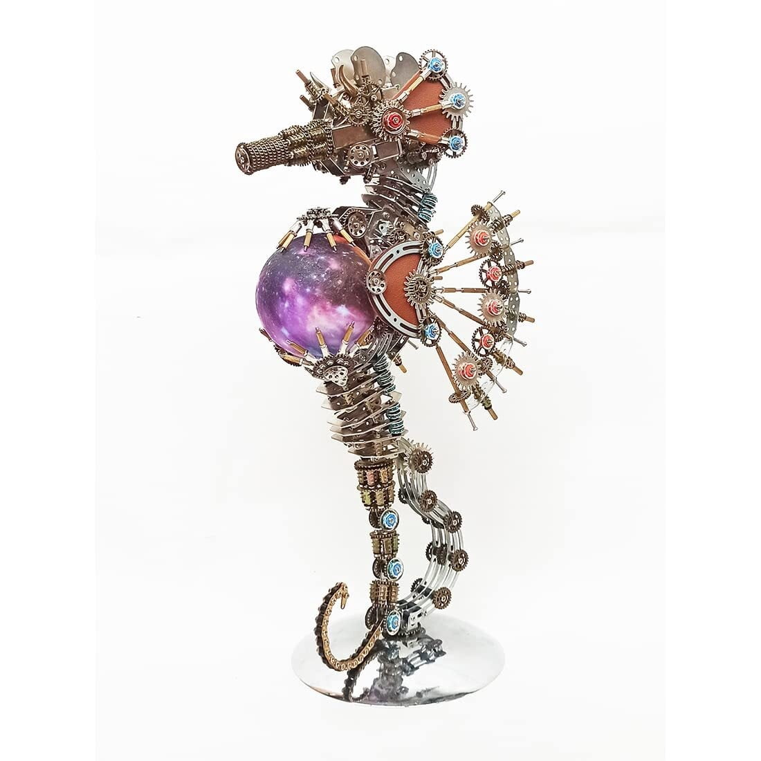 3D Metal Puzzles Steampunk Seahorse Lamp - 2100PCS Mechanical Model Kit with 16 Color Light for Unique Home Decor