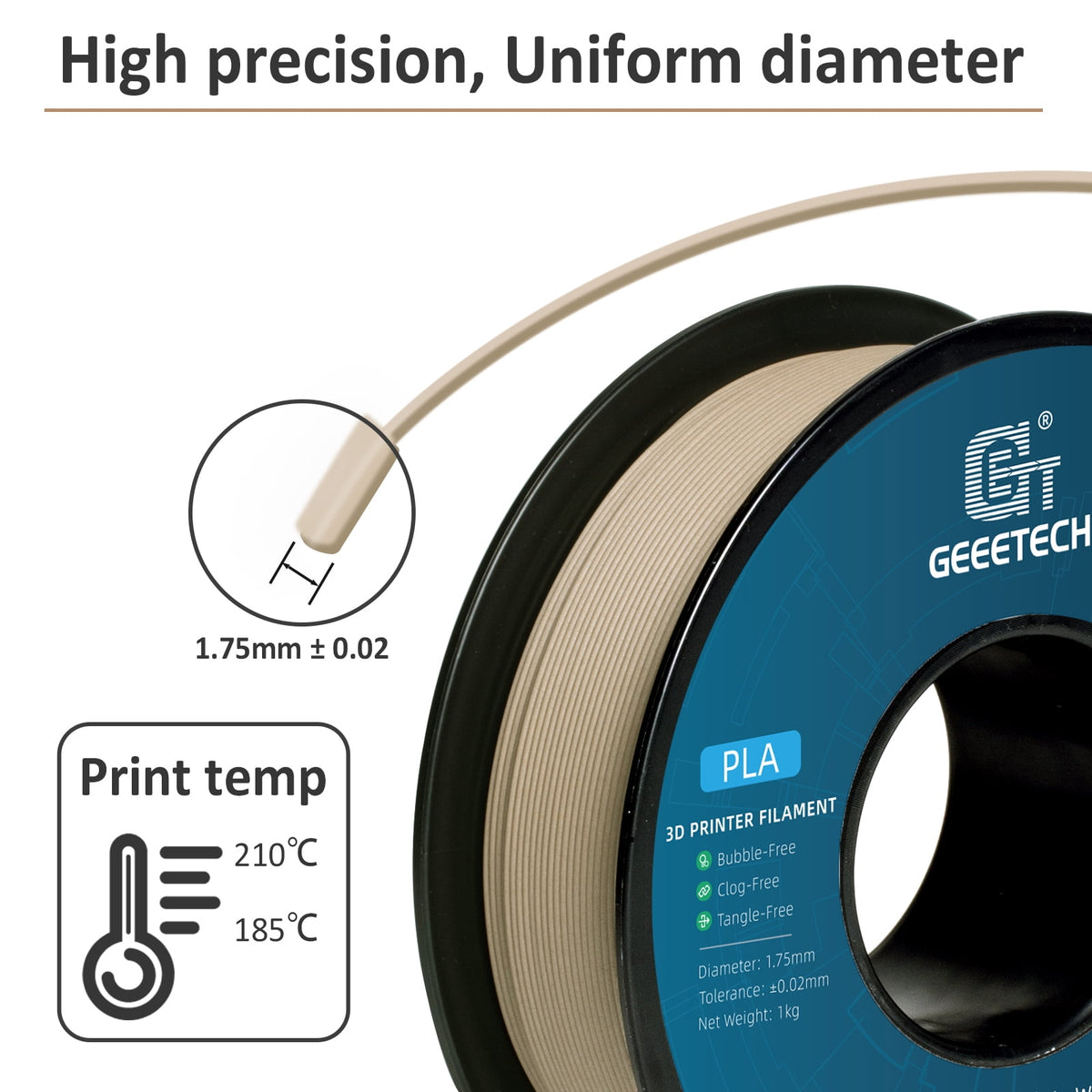 Geeetech 3D Printer PLA Filament Shiny Silk Gold Toughness Enhanced Filament with 1.75mm Dimensional Accuracy +/-0.03mm, 1080 Feet Per Roll, Vacuum Packaging, for Most 3D FDM Printer