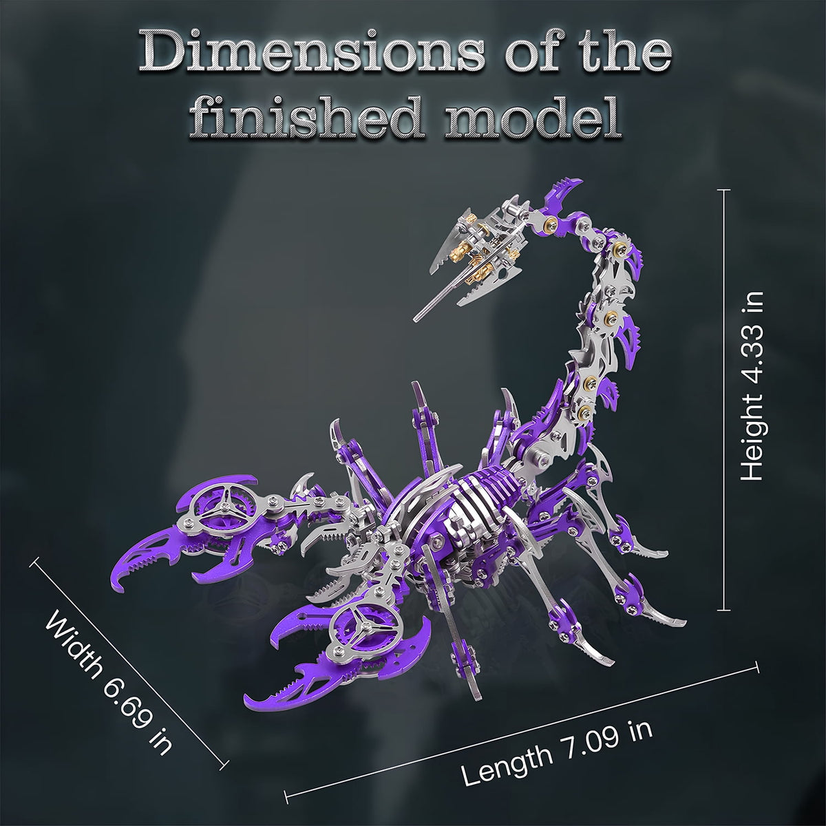 Metalkitor Scorpion 3D Metal Puzzle Kit - 454 Pcs, Mechanical Model for Adults/Teens, Golden, Ideal Gift & Decor