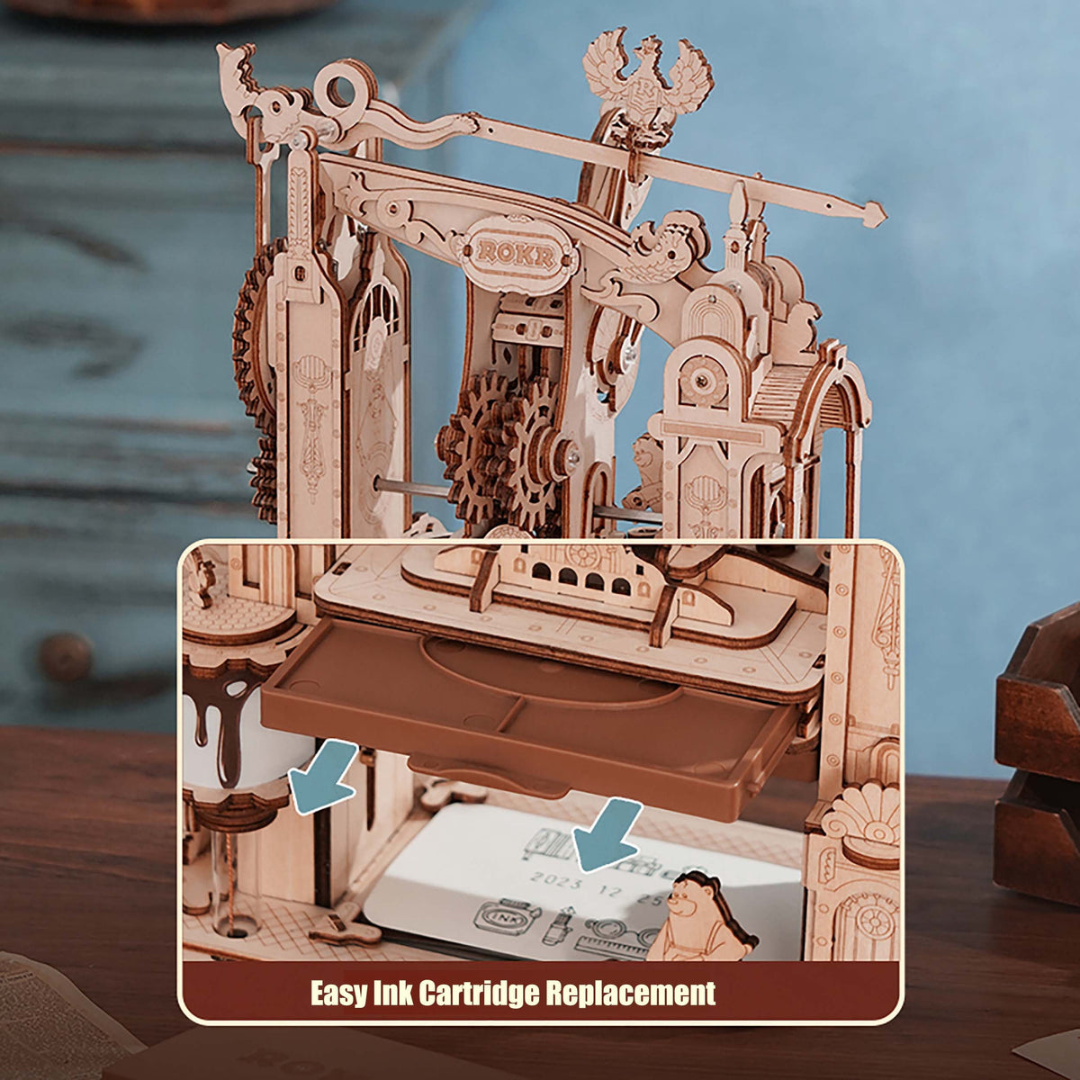 ROKR 3D Wooden Puzzles DIY Classic Printing Press Kit Vintage Style DIY Typography Unique Gifts for Teens&Adults