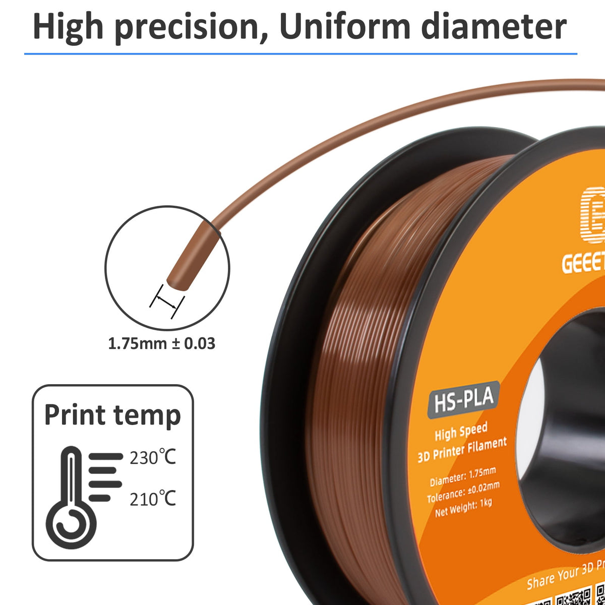Geeetech 1.75mm PLA 3D Printer Filament, 1kg Spool (2.2lbs), Dimensional Accuracy +/- 0.03mm,yellow