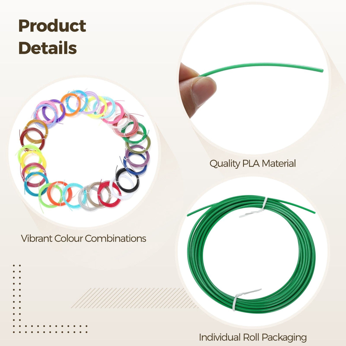30 Colours 3D Pen Filament Refills, 1.75 mm PLA Printing Material, 16.4 ft Per Colour, Compatible with Most 3D Drawing Pens, Suitable for Art Creation, Handcrafts and Doodling Enthusiasts