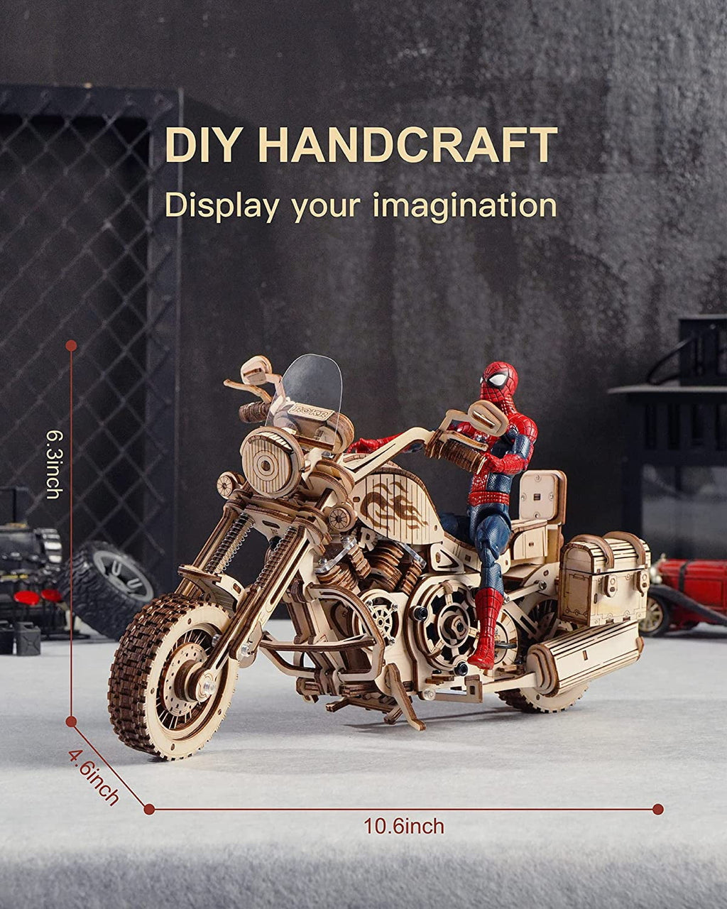 ROKR 420PCS Wooden Puzzles 3D Motorcycle Model DIY 1:8 Mechanical Adults-Brain Teaser Puzzle Birthday Gift for Kids Man/Woman