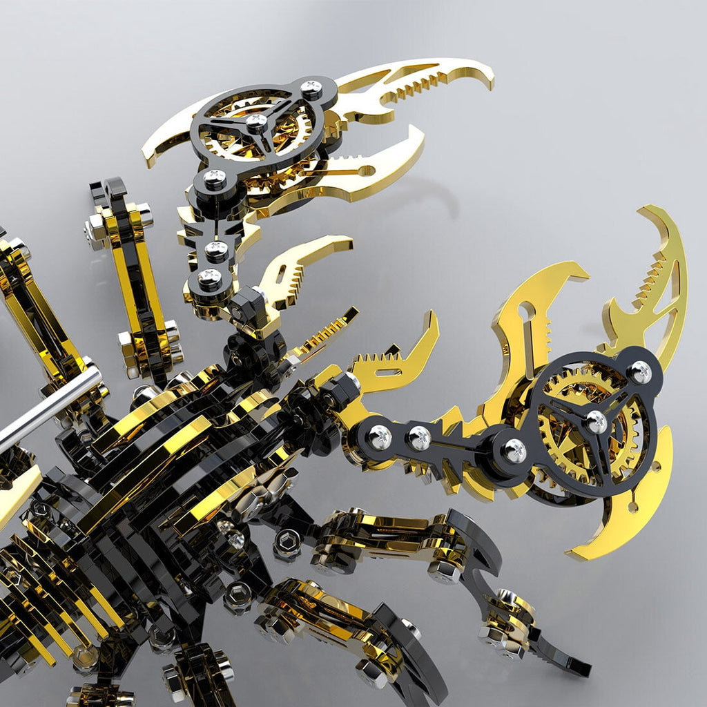 3D Metal Puzzle for Adult, 220PCS+ 3D Steampunk Mechanical Scorpion King Model Kits, DIY ArtCraft Puzzle for Desk Ornaments (Black & Golden)