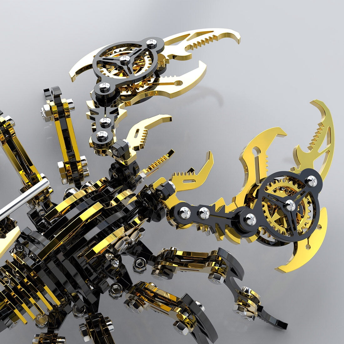 3D Metal Puzzle for Adult, 220PCS+ 3D Steampunk Mechanical Scorpion King Model Kits, DIY ArtCraft Puzzle for Desk Ornaments (Black & Golden)