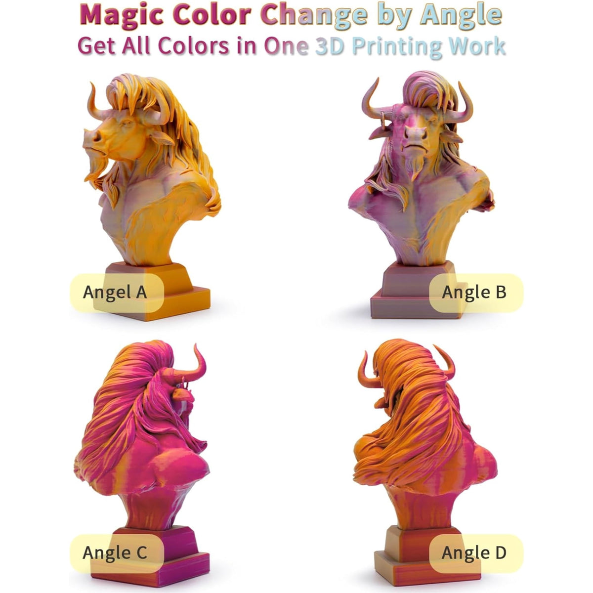 Ziro 3D Tri-Color Matte PLA 1.75mm 1kg, Volcano