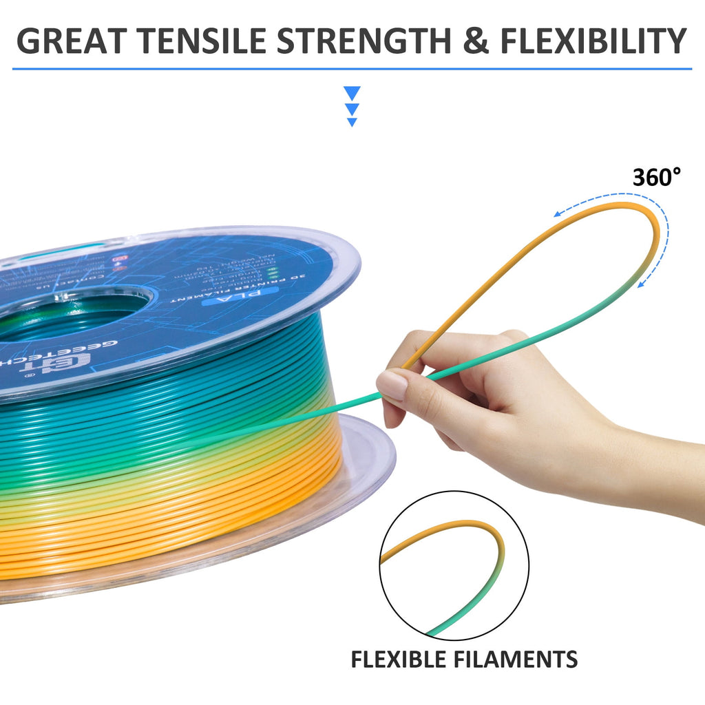 GEEETECH 3D Printer PLA Filament 1.75mm Gradient Color 1kg Spool (2.2lbs),Dimensional Accuracy +/- 0.03mm