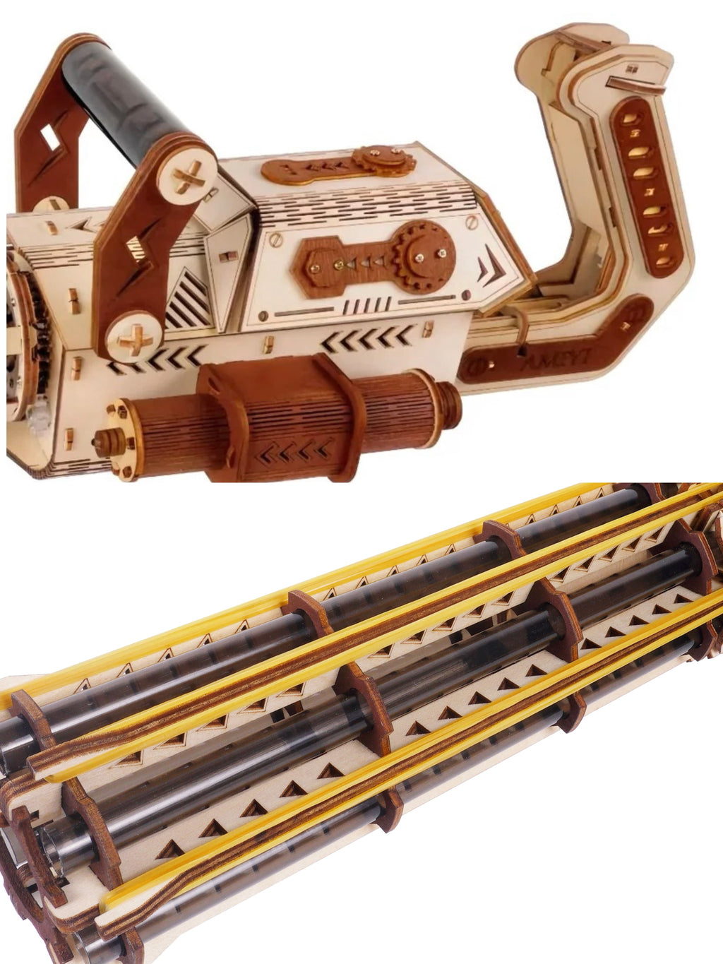 DIY 3D Wooden Gatling Gun Model Kit, Laser Cut Basswood Puzzle, Collectible Hobby Gift