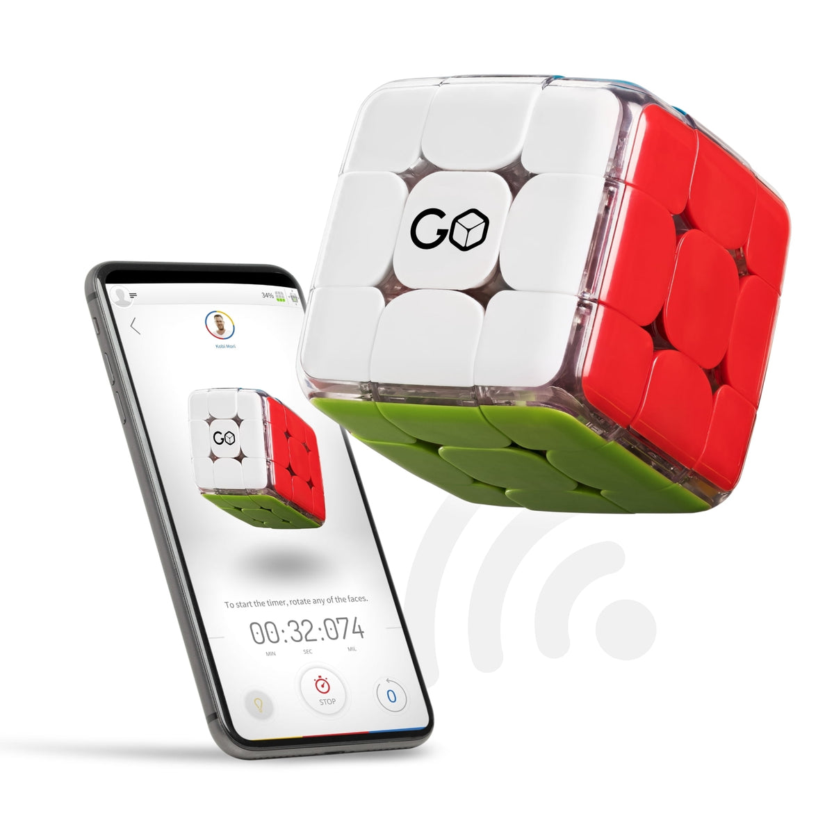 GoCube: Edge - 3x3 Electronic Handheld Mind Puzzle, Mini Games, Magnetic Speed Cube, 3D Brain Teaser Toy, Bluetooth App Enabled Device, Kids Adults 8+