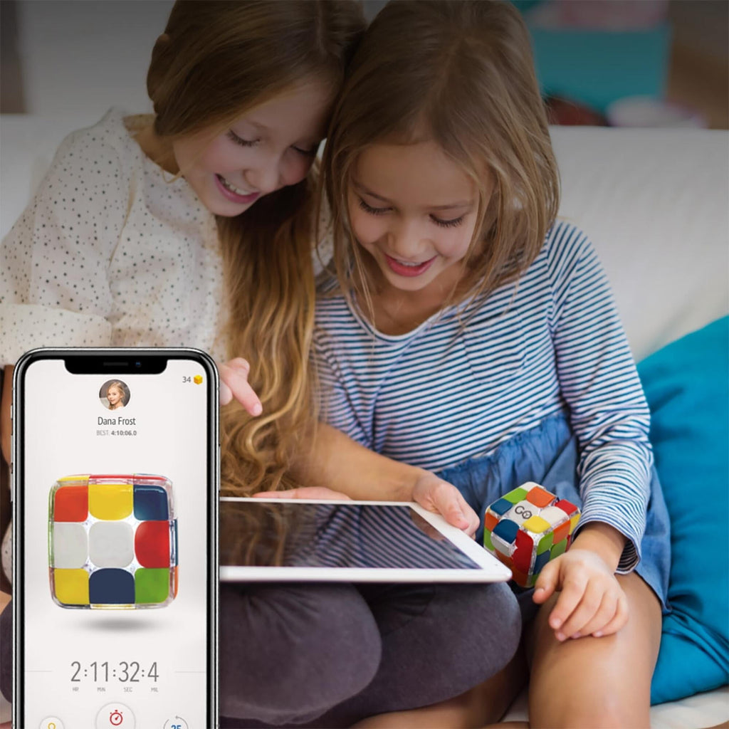 GoCube: Edge - 3x3 Electronic Handheld Mind Puzzle, Mini Games, Magnetic Speed Cube, 3D Brain Teaser Toy, Bluetooth App Enabled Device, Kids Adults 8+