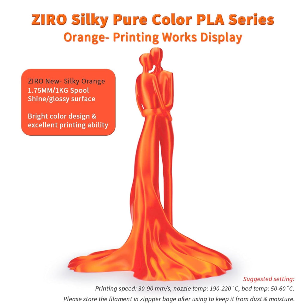 Ziro 3D Silk PLA Filament 1.75mm 1kg, Silver-Gray