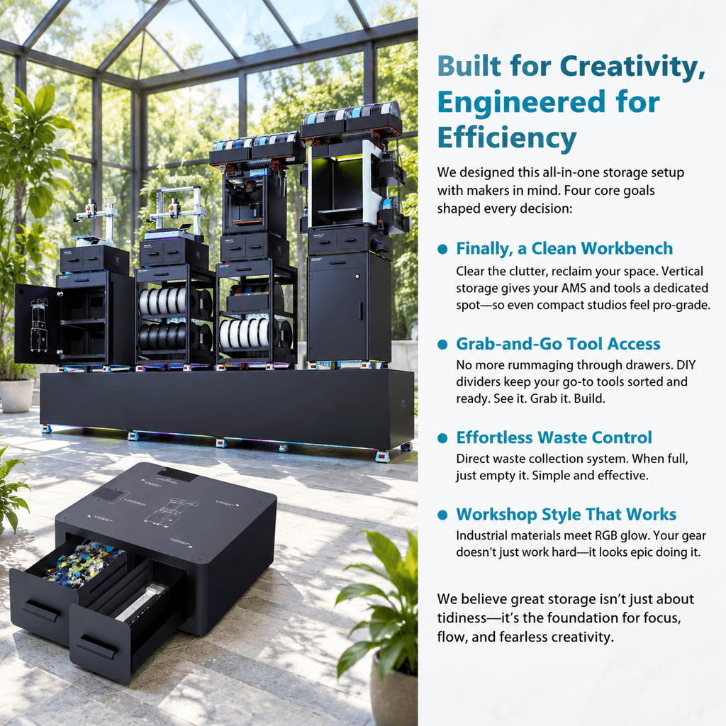 Panda Den Air Black 3D Printer Waste Collection & Storage System