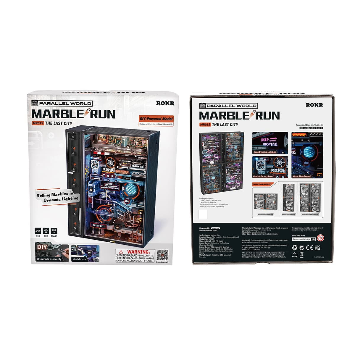 ROKR Building Toy Sets Marble Run Model Kits for Adults, 3D Jigsaw Puzzle DIY Powered Model Kit for Adults and Kids (The Last City)
