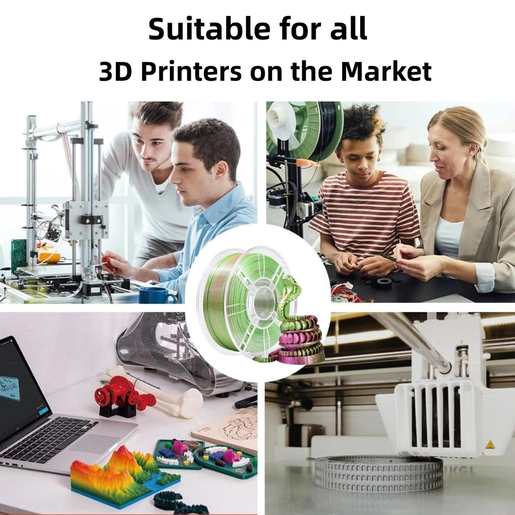 PLA Silk 3D Printer Filament 1.75mm, Dimensional Accuracy +/- 0.02 mm, 1KG Spool (2.2lbs) PLA Gradient Color