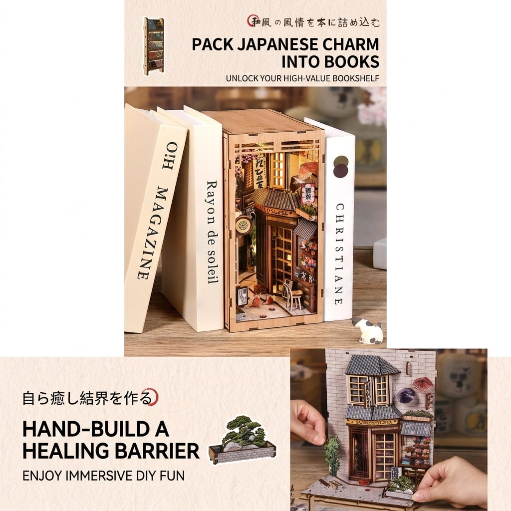 3D Wooden Puzzle Time Post Office Model Art & Craft Kits, DIY Assemble Miniature House Display Model