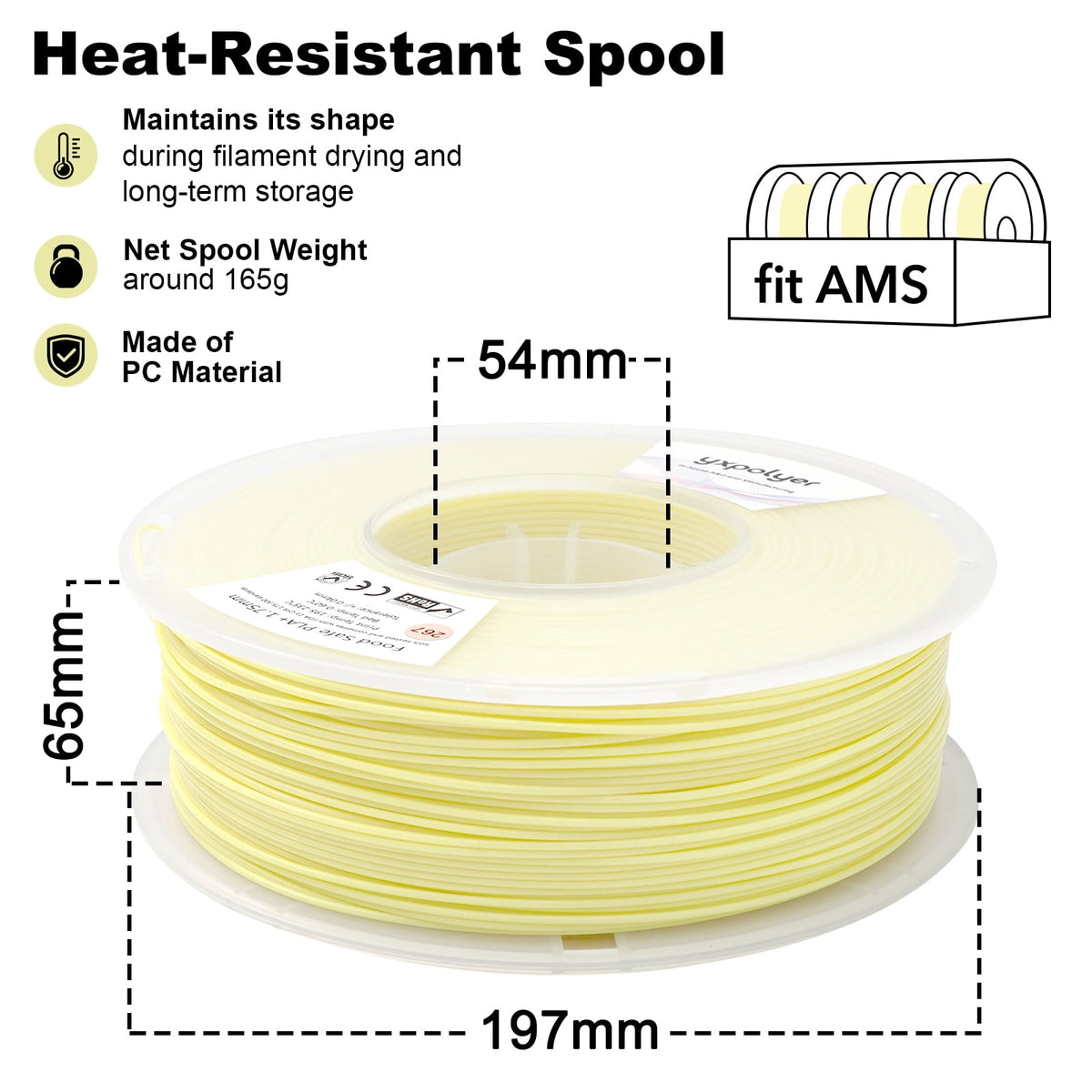 YXPOLYER PLA Filament Food Grade 1.75mm 1kg for 3D Printing, PLA+ Skin Flesh Tone 3D Printer Filament AMS-Compatible