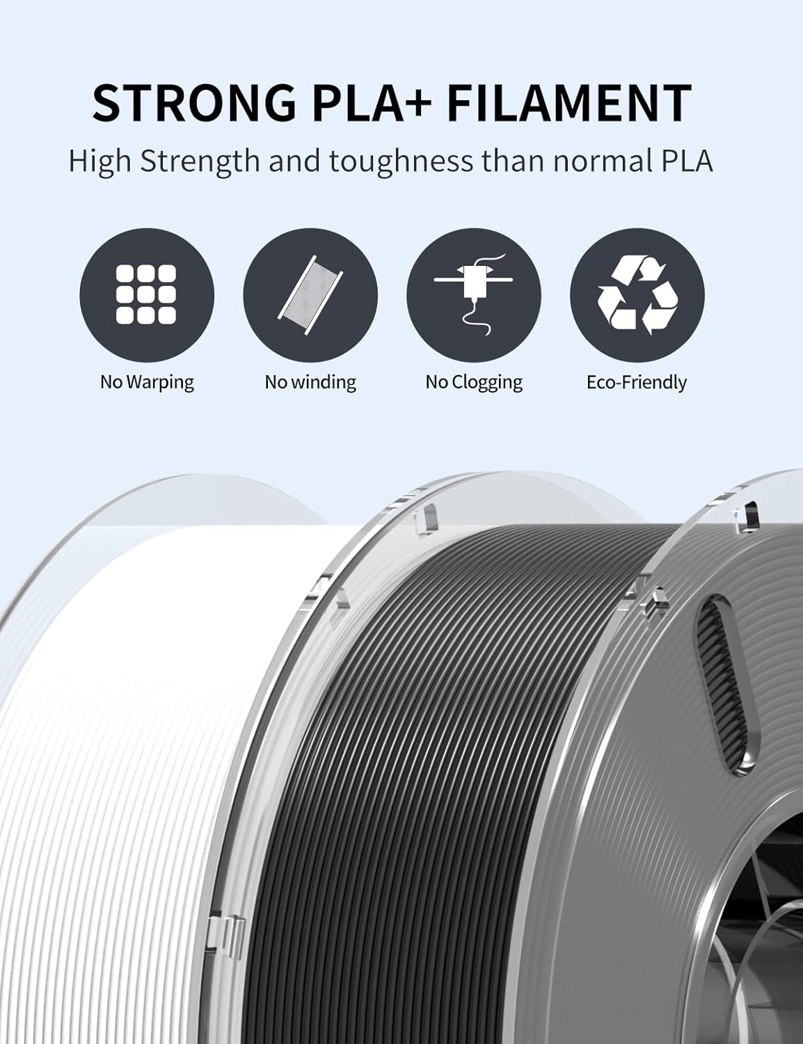 RAMBERY Black PLA Plus 3D Printer Filament 1.75mm 1kg