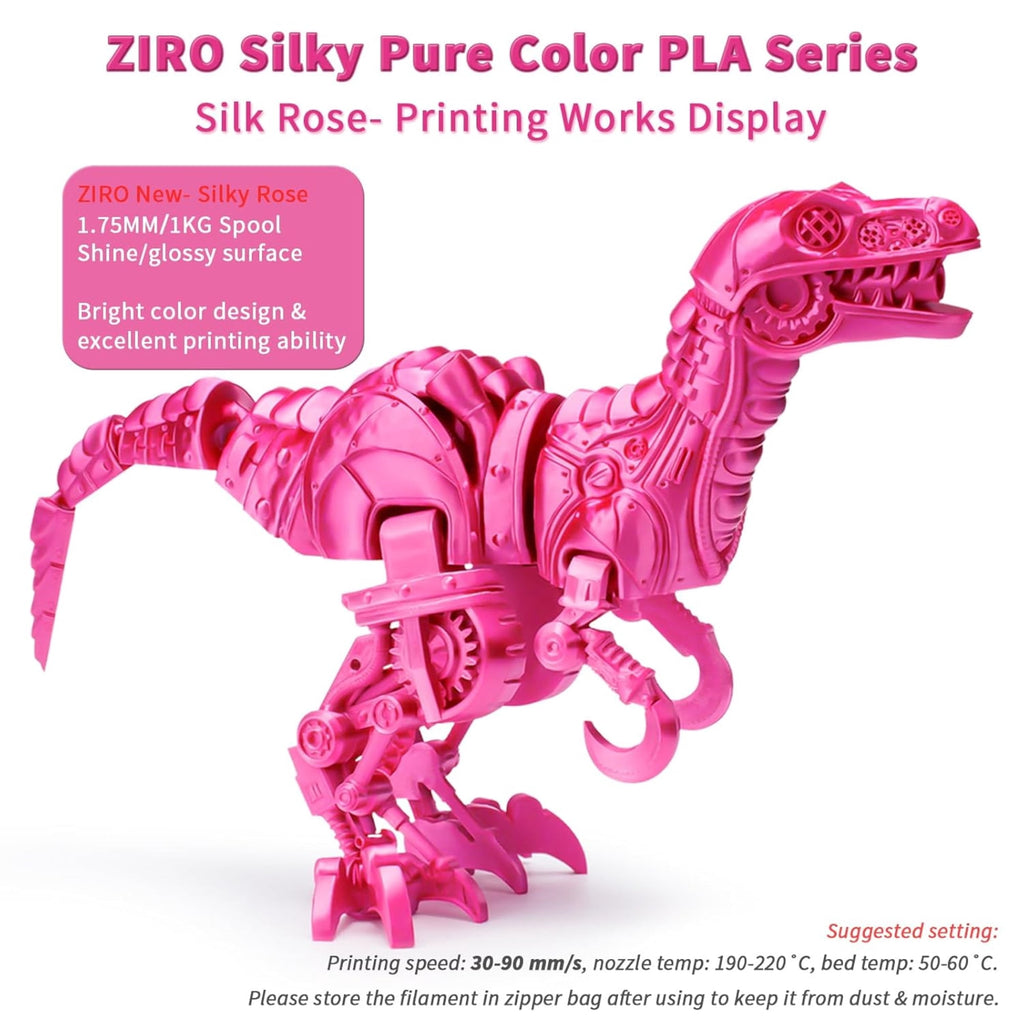 Ziro 3D Silk PLA Filament 1.75mm 1kg, Silver-Gray