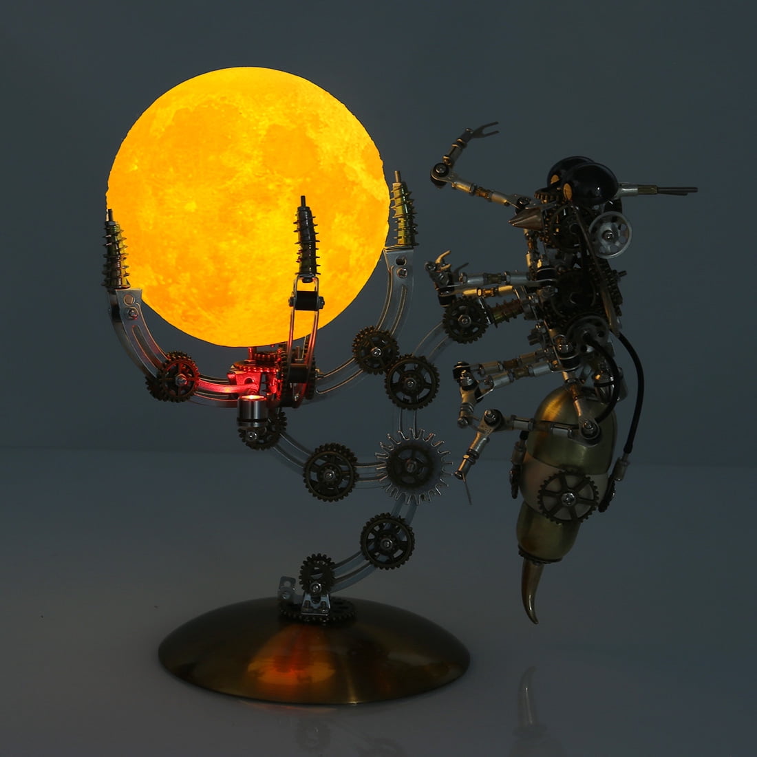 Mechanical Octopus 3D Metal Model Kit with Moon Lamp, Touch 3 Colors, Customizable Steampunk Puzzle & Desk Light, Perfect Room Decor and Gift Choice