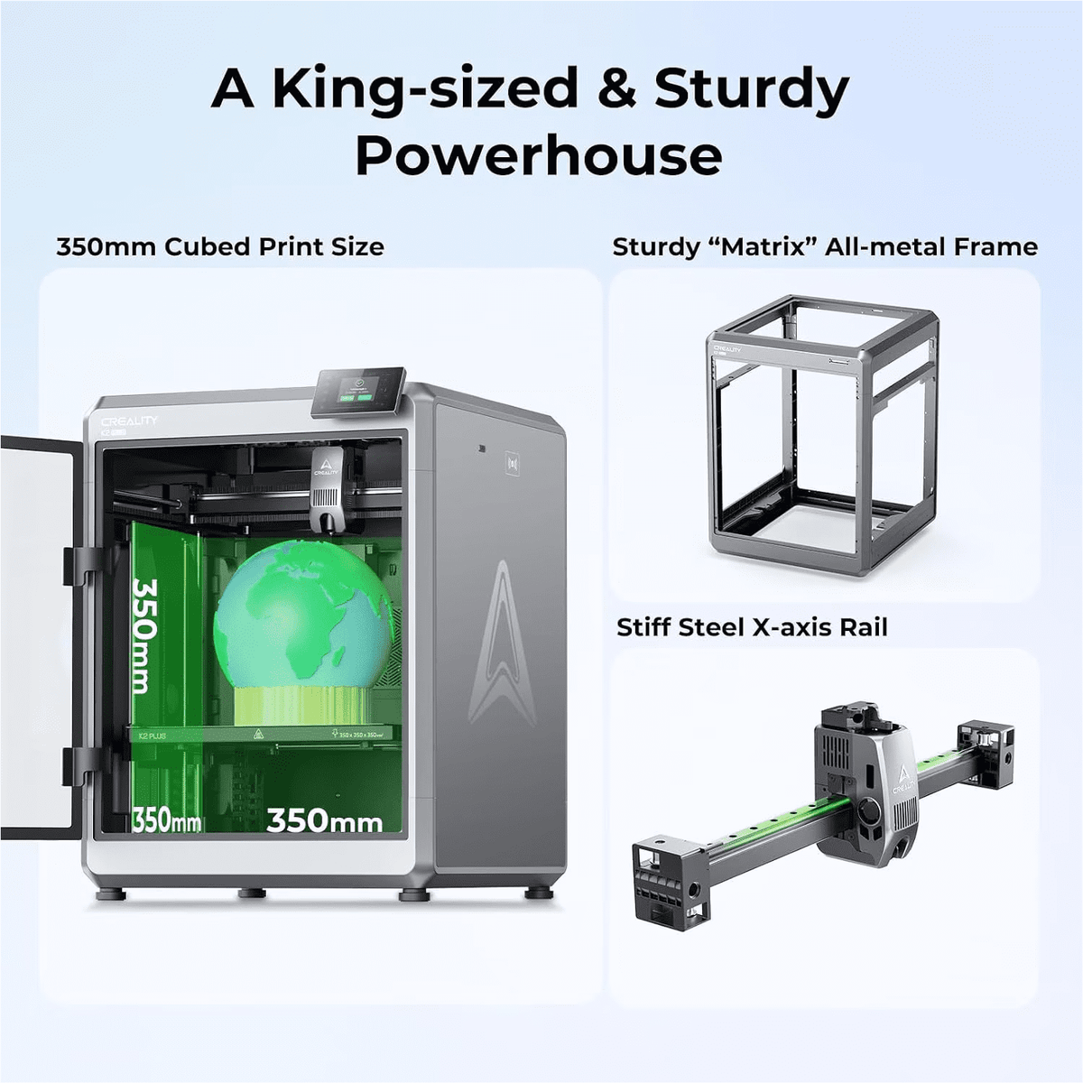 Creality K1 Max 3D Printer with 600mm/s High-Speed Fused Deposition Modeling 3D Printing Smart AI Function 300°C High-Temperature Nozzle Direct Extruder Auto Leveling Printing Size 11.81x11.81x11.81