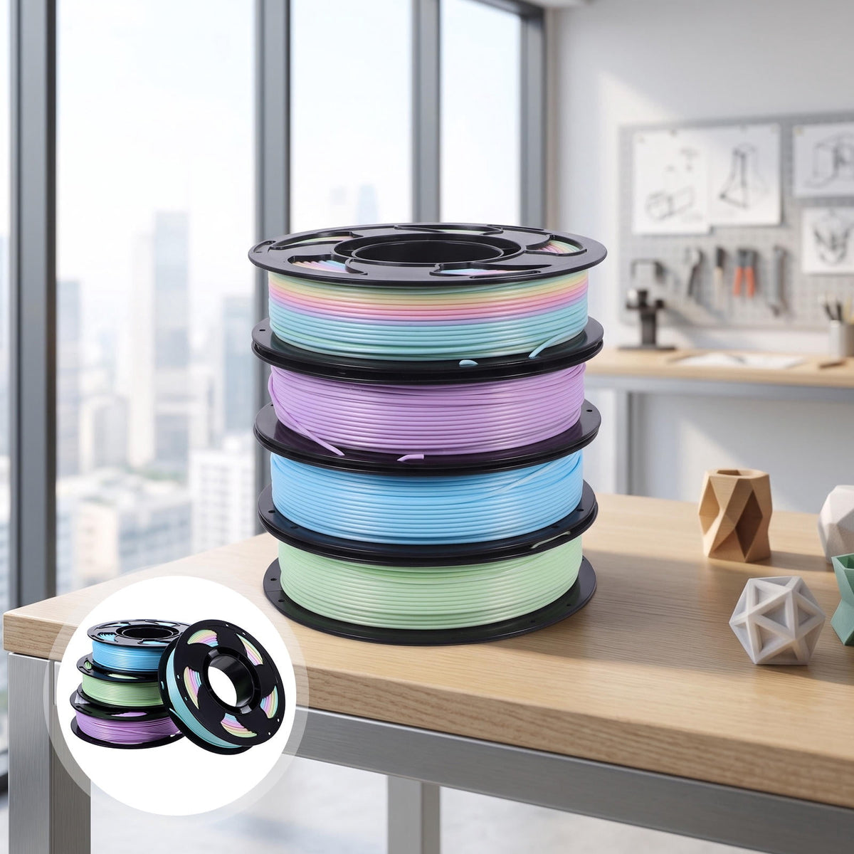 CTIRCHIU Assorted Color 1.75mm Pla Filament Bundle for DIY 3D Printing with Premium Smooth Low Warping Material