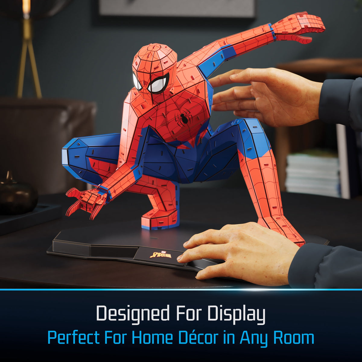 4D Build, Marvel Spider Man 3D Puzzle Model Kit Full-Body Pose, Marvel Collectibles & Desk Décor, Adult Puzzles, Building Toys, 195 Pieces, 3D Puzzles, Gift Ideas for Ages 12 & Up