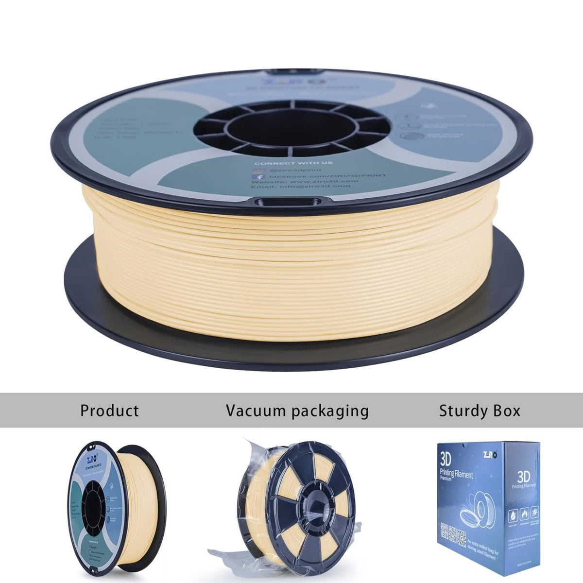 Ziro 3D PLA PRO Filament, 1.75mm 1kg, Metallic Silver