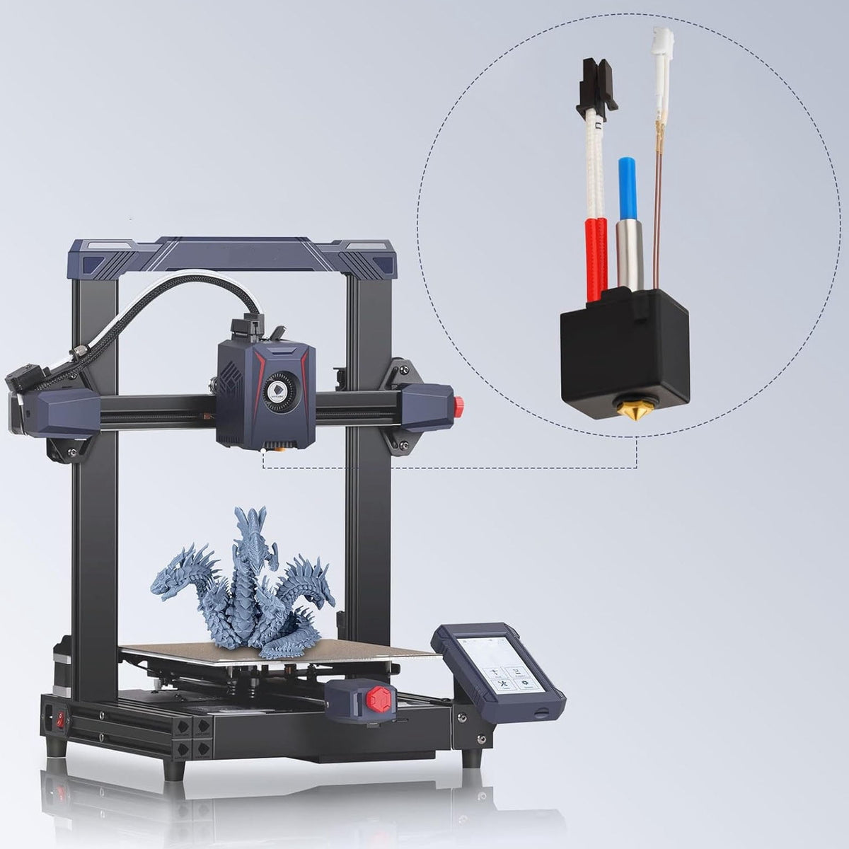 High Speed 3D Printer Print Head Hot End Kit Replacement Parts with 0.4mm Brass Nozzle and 24V 60W Heating Rod