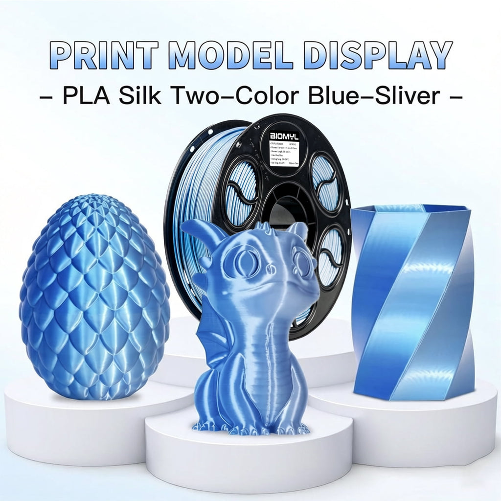 BIOMYL PLA 3D Printer Filament, PLA Filament 1.75mm Metal Gradient Color silk PLA, Tri Gold/Silver/Copper, 1kg Spool, Accuracy +/- 0.03mm