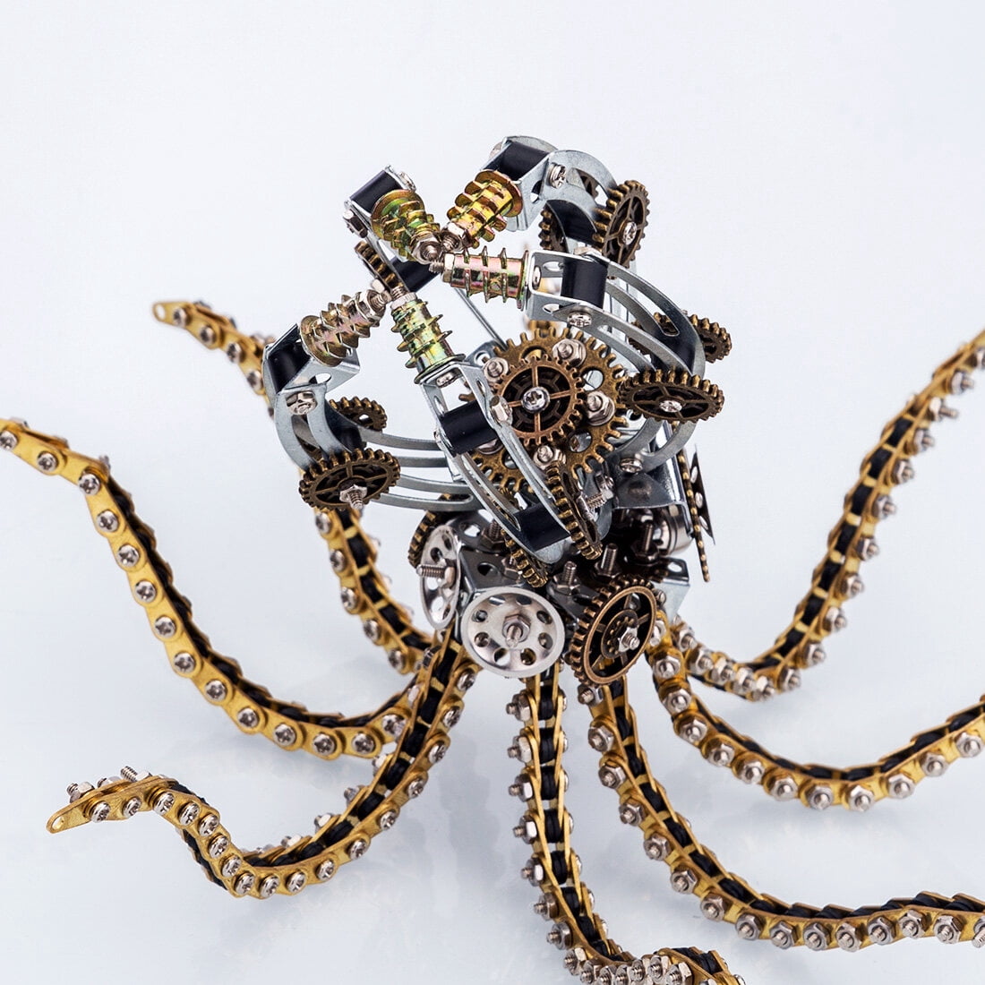 Mechanical Octopus 3D Metal Model Kit with Moon Lamp, Touch 3 Colors, Customizable Steampunk Puzzle & Desk Light, Perfect Room Decor and Gift Choice
