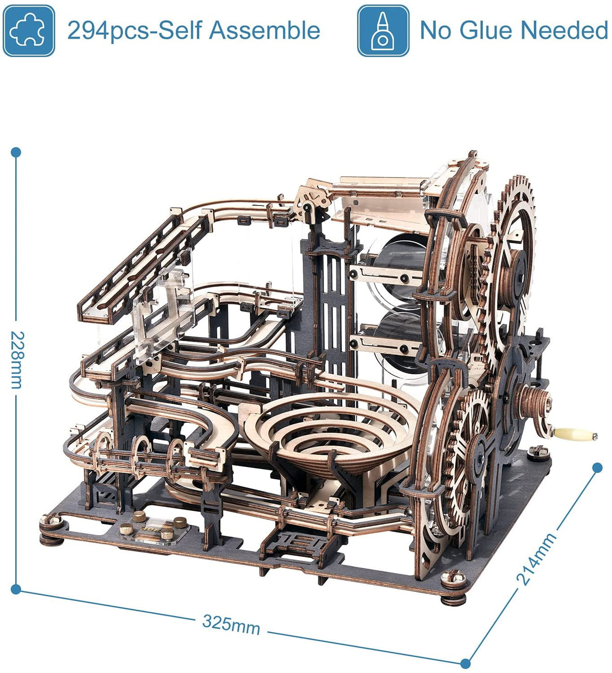 ROKR 3D Jigsaw Wooden Puzzle Marble Run Spaceport Electric Model Kit for Adults and Kids 472 Pieces