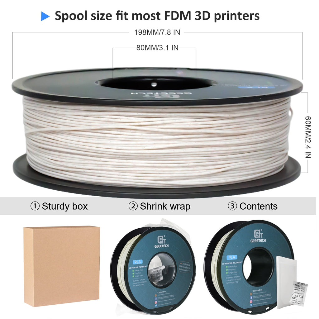 Geeetech Marble blue PLA 3D Printer Filament 1.75mm Toughness Enhanced, Dimensional Accuracy +/-0.03mm, 1kg (2.2lbs) , 1080 Feet （330m）per Roll, Fit for Most 3D FDM Printer