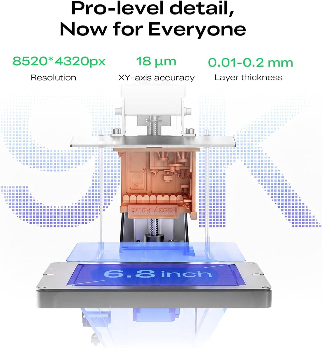 Creality HALOT-X1 Neo Resin 3D Printer, 9K LCD, 18μm XY Resolution, WiFi & USB, AI 2D-to-3D Model Generation, Beginner-Friendly