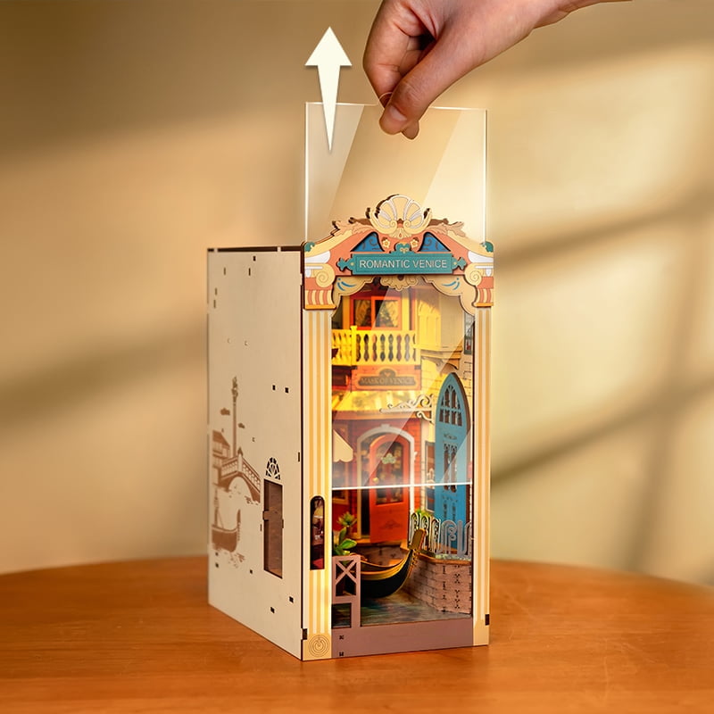 Rolife 3D Jigsaw Puzzle Wooden Model Building Kit Book Nook Romantic Venice Bookend Stand DIY Bookshelf Insert Decor Gift for Teen Adults