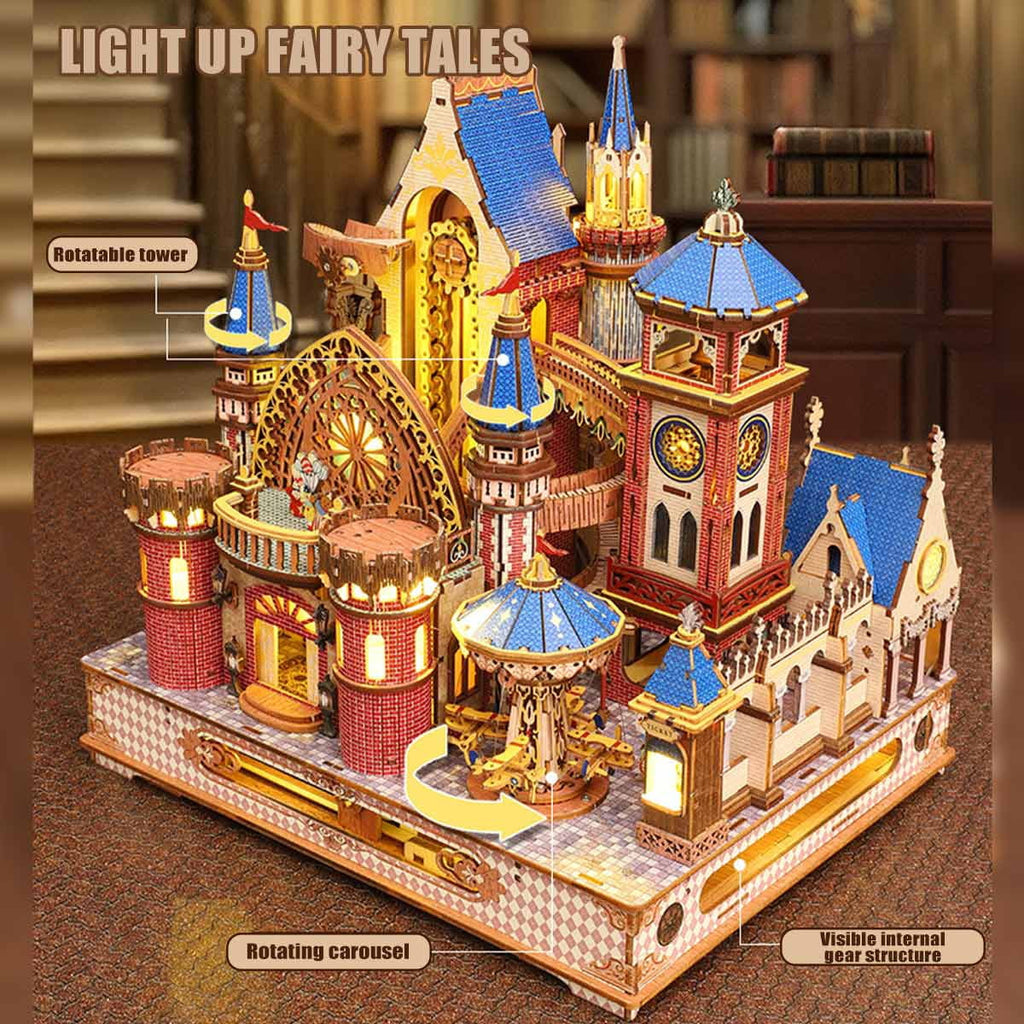 DIY Mechanical French Château, 3D Wooden Puzzle Castle Model Kit, Handcrafted Architectural Decor, Holiday Brthday Gifts