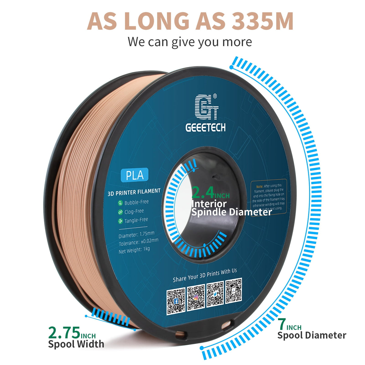 Geeetech Terracotta Matte PLA Filament Matte 1KG, 1.75mm 3D Printer Filament Dimensional Accuracy +/- 0.01mm, 1kg Carboard Spool (2.2lbs) for Most FDM 3D Printers