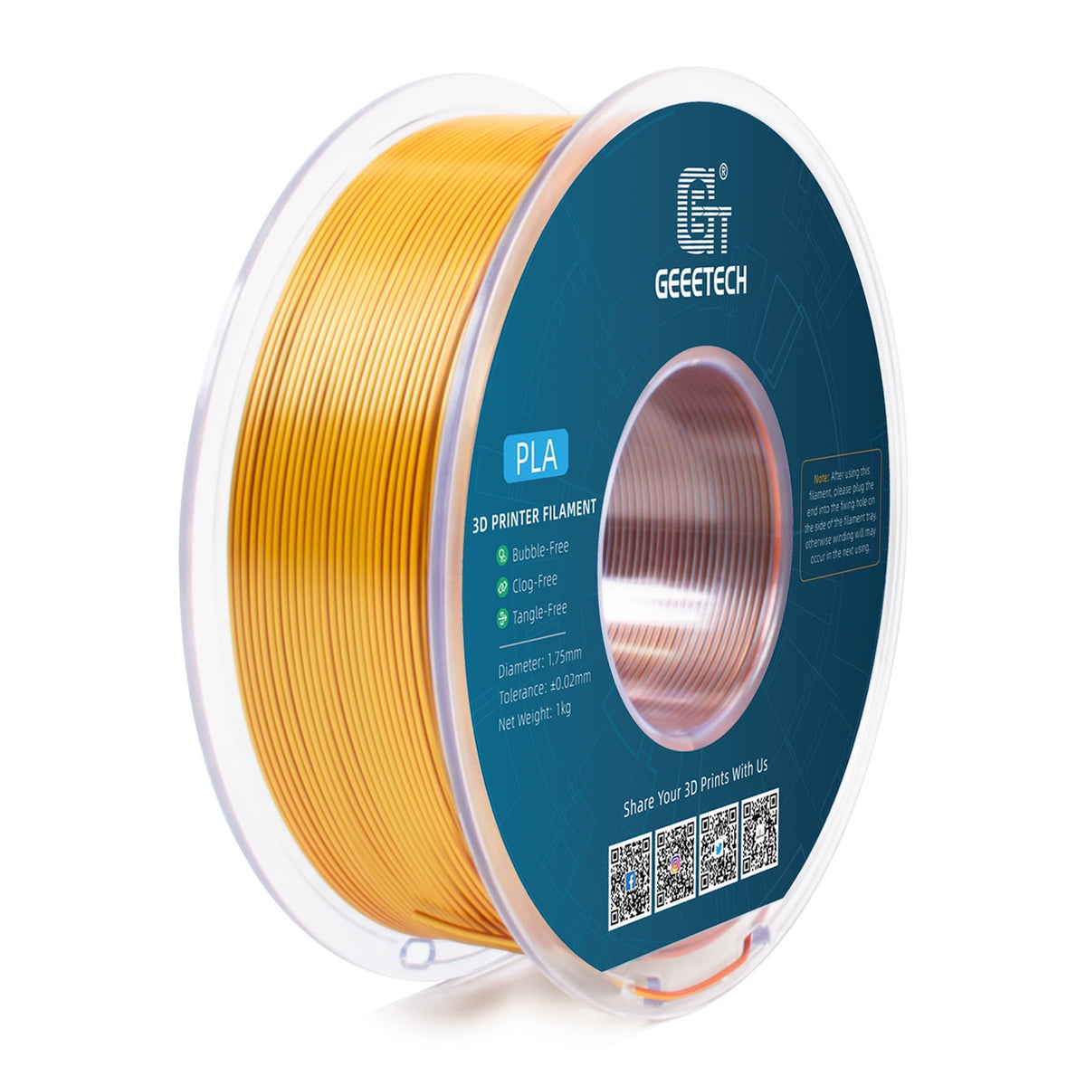 Geeetech Anti-silk type 3D Printer PLA Filament 1kg Toughness Enhanced Filament with 1.75mm Dimensional Accuracy +/-0.03mm, 1080 Feet per Roll, Vacuum Packaging Three-color blue, purple and black