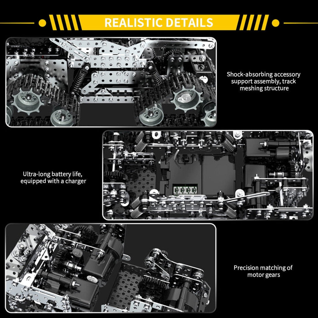 3D Metal Puzzle RC Off-Road Truck, 1292PCS DIY Metal Model Kit, Tracked Engineering Vehicle with 360° Rotation, 3D Puzzle for Adults, Electric Remote Control Car Building Set
