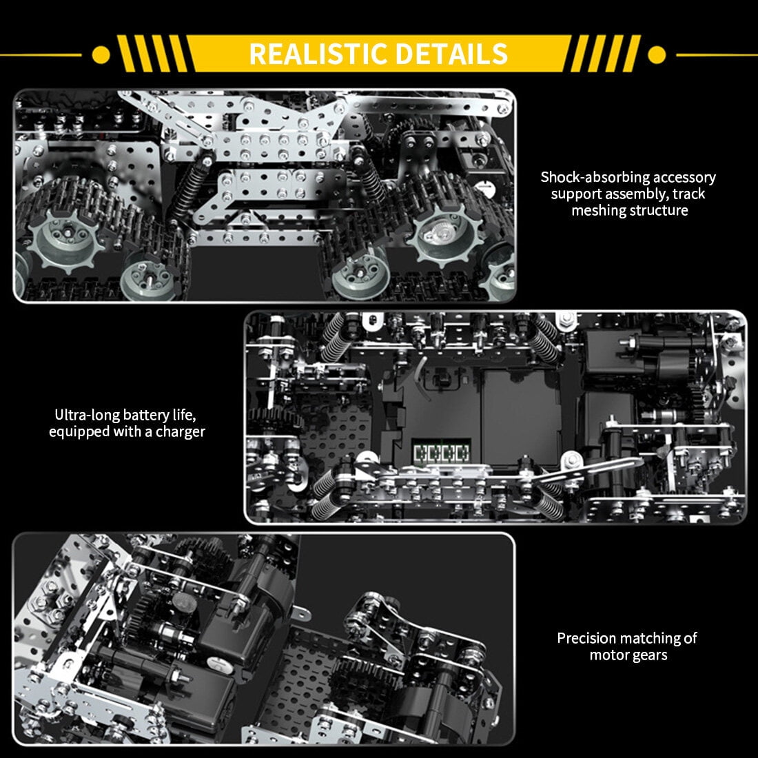 3D Metal Puzzle RC Off-Road Truck, 1292PCS DIY Metal Model Kit, Tracked Engineering Vehicle with 360° Rotation, 3D Puzzle for Adults, Electric Remote Control Car Building Set