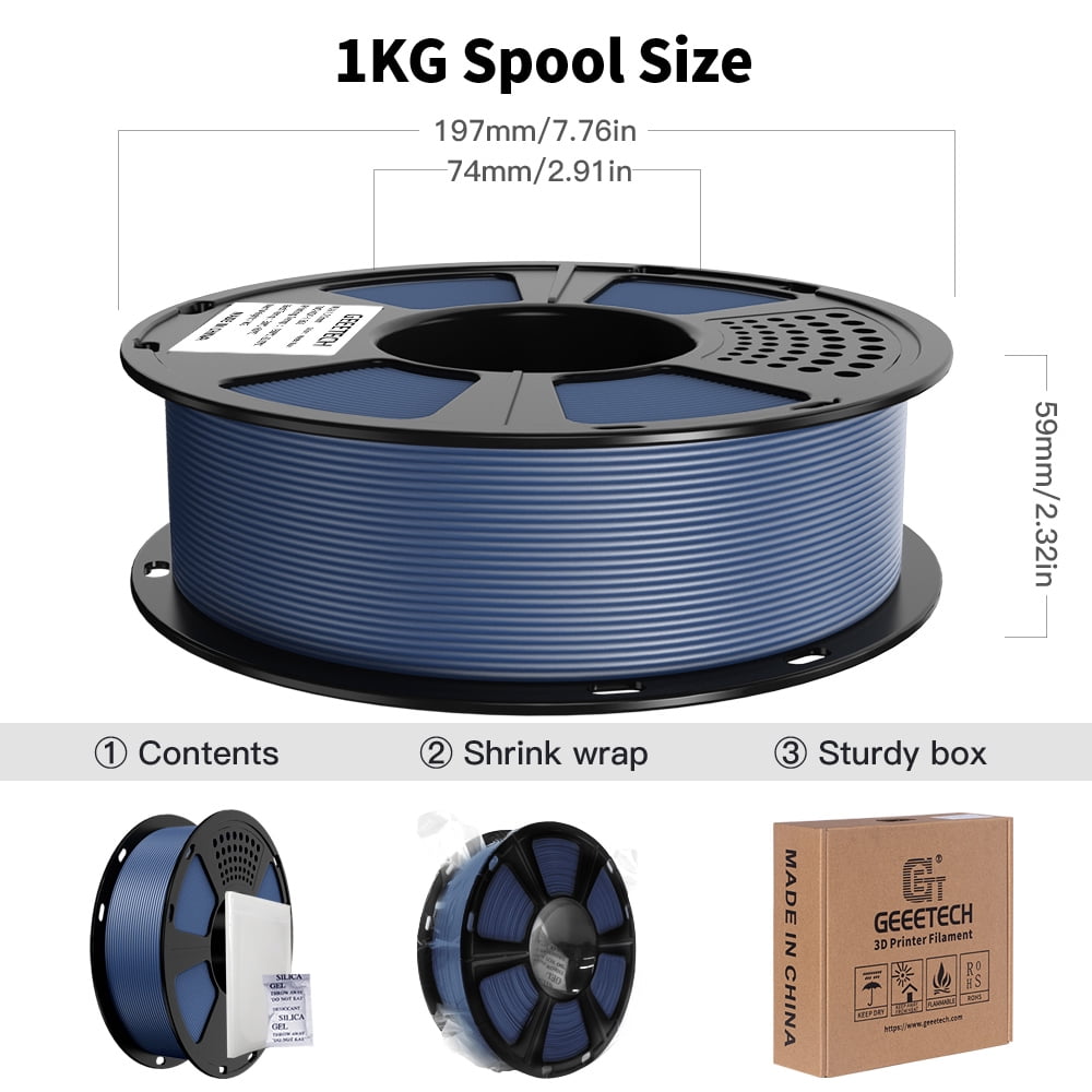 GEEETECH Matte PLA Filament, 1.75mm Matte Black 3D Printer Filament, 1kg Spool (2.2lbs), Dimensional Accuracy +/- 0.03 mm, Fit Most FDM Printer