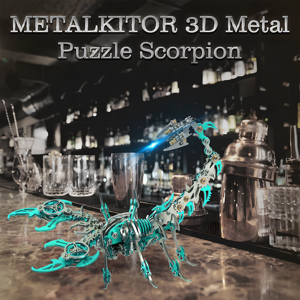 Metalkitor Scorpion 3D Metal Puzzle Kit - 454 Pcs, Mechanical Model for Adults/Teens, Golden, Ideal Gift & Decor