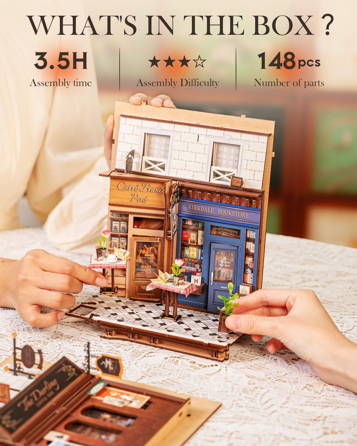 Rolife Book Nook 3D Jigsaw Puzzle Wooden Model Building Kit Decorative Bookend Stand DIY Bookshelf Insert Decor Gift for Teen Adults,Arcade Dating