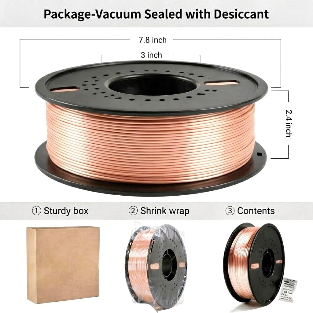 Silk gold PLA Filament 1.75mm 3D Printer Filament with Shiny Surface, Shiny PLA Silk Filament 2KG Spool 3D Printing Filament.
