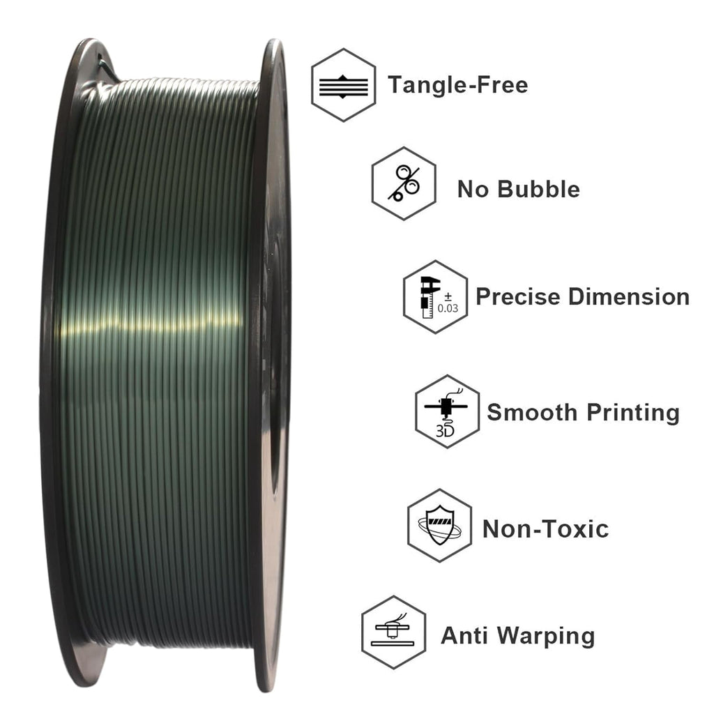 Geeetech 3D Printer PLA Filament Shiny Silk Gold Toughness Enhanced Filament with 1.75mm Dimensional Accuracy +/-0.03mm, 1080 Feet Per Roll, Vacuum Packaging, for Most 3D FDM Printer