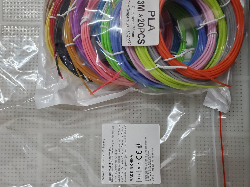 PLA 3D Pen Filament Refills, 20 Colors 3D Printing Filament, 3 Meters Each Color, 60 Meters Total for 3D Drawing and Craft Projects