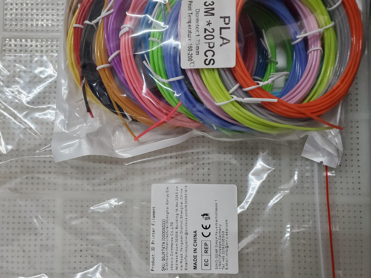 PLA 3D Pen Filament Refills, 20 Colors 3D Printing Filament, 3 Meters Each Color, 60 Meters Total for 3D Drawing and Craft Projects