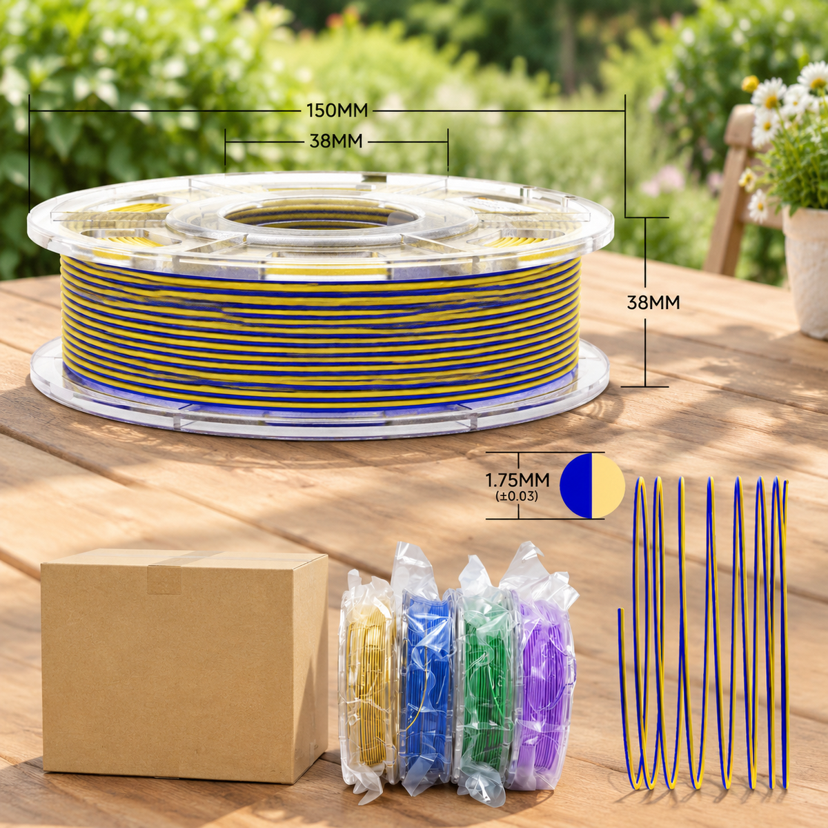 Plament Bundle 8 Colors 1.75mm ± 0.02mm Dimensional Accuracy 8 * 250g Spools For Fdm 3d Printers